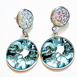 Turquoise Marble Dangle Earrings